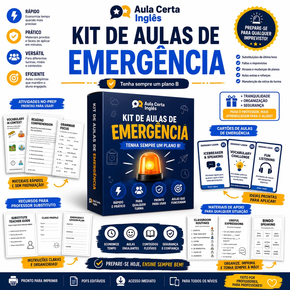 Kit de Aulas de Emergência — bônus incluso no Aula na Mão Completo